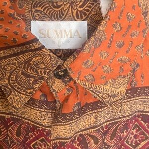 Vintage Silk Men's Orange and Brown Shirt